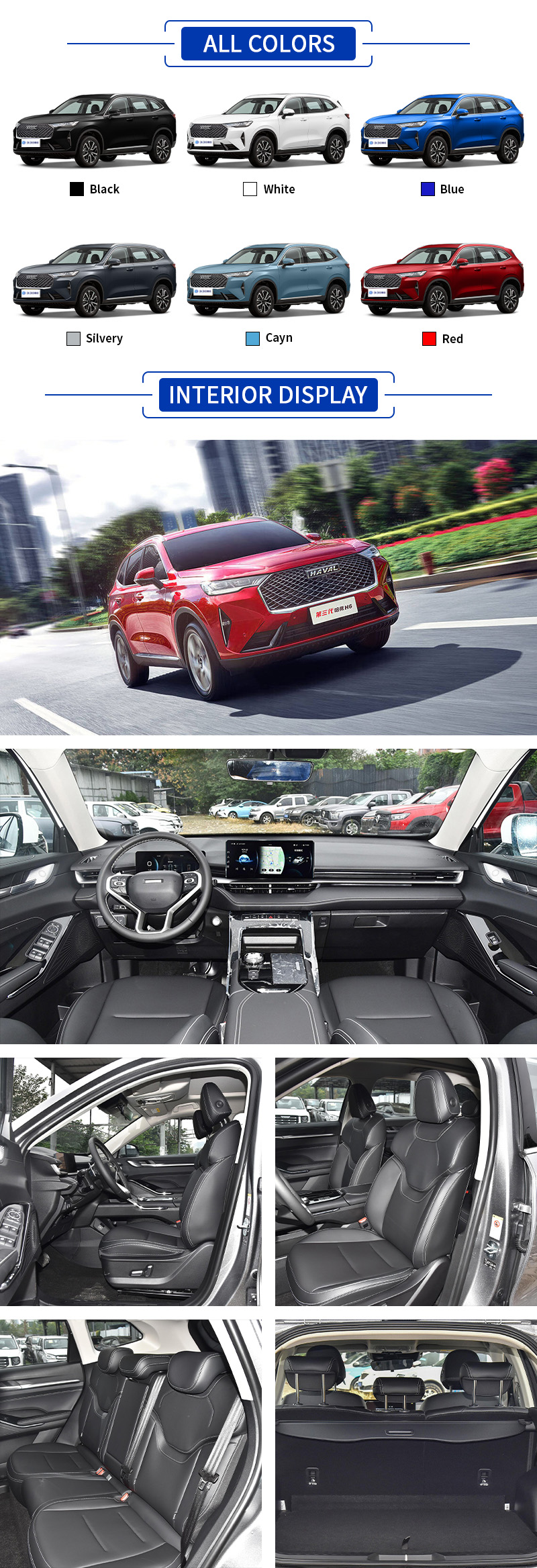 Haval H6 All Colors,Haval H6 All Interior Display